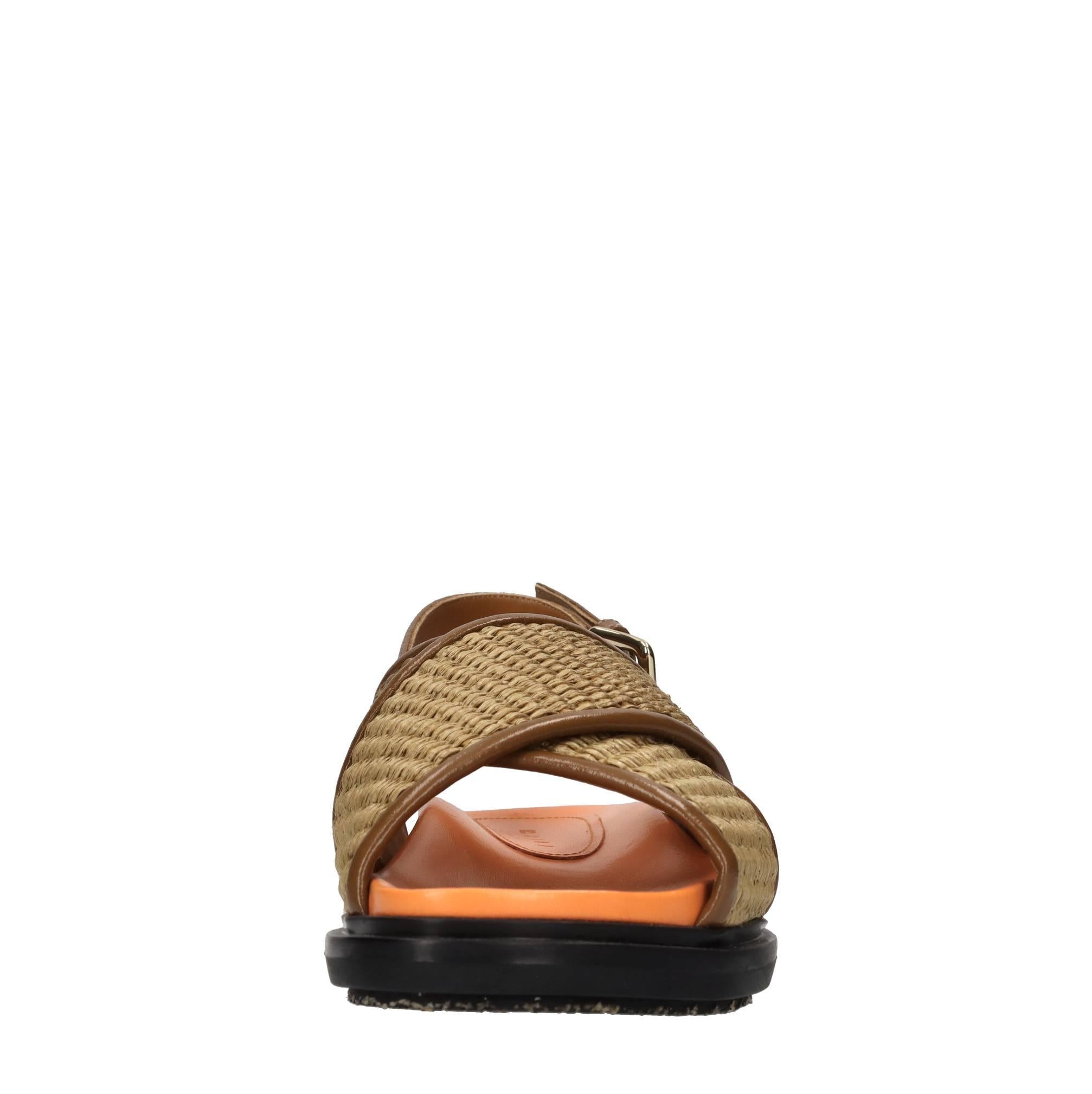 Sandali in rafia e pelle 