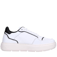 Sneakers in pelle e tessuto 