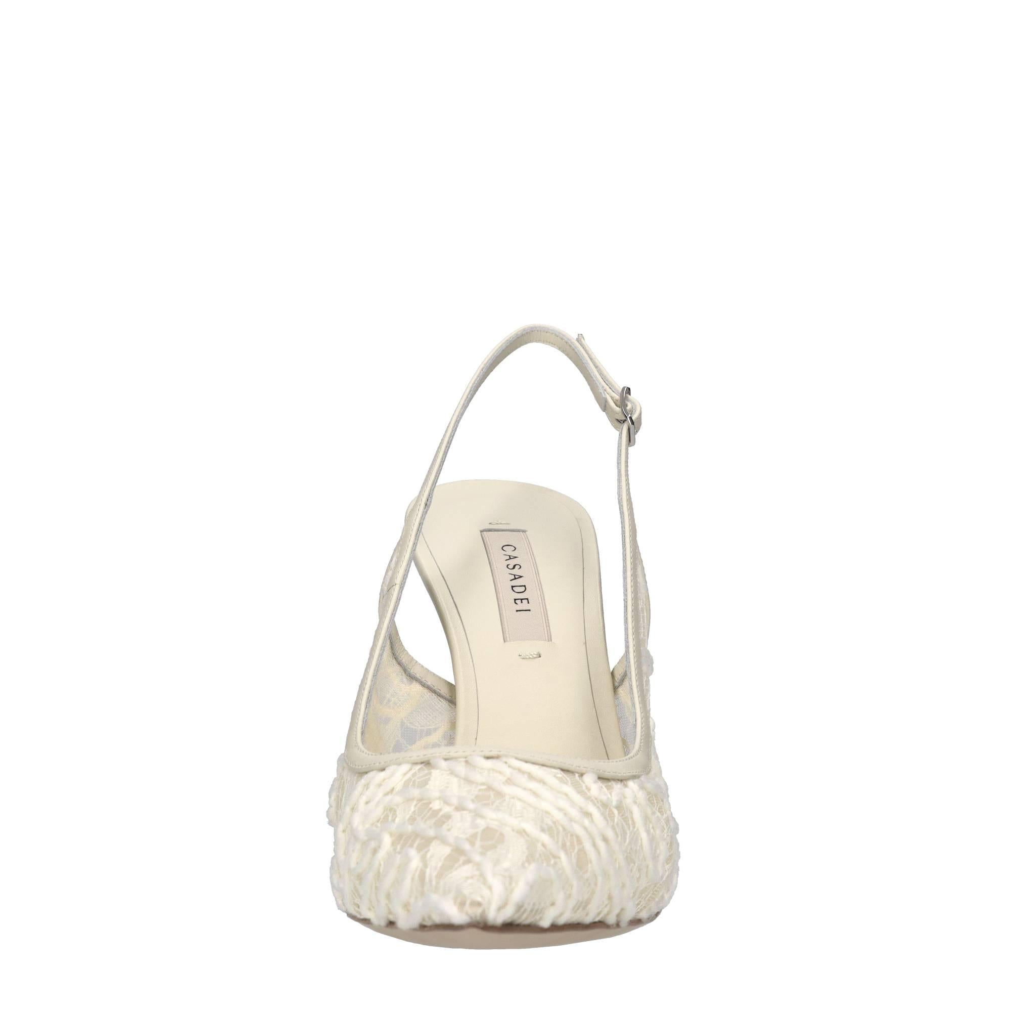 Décolleté slingback Chantilly in pelle e pizzo 