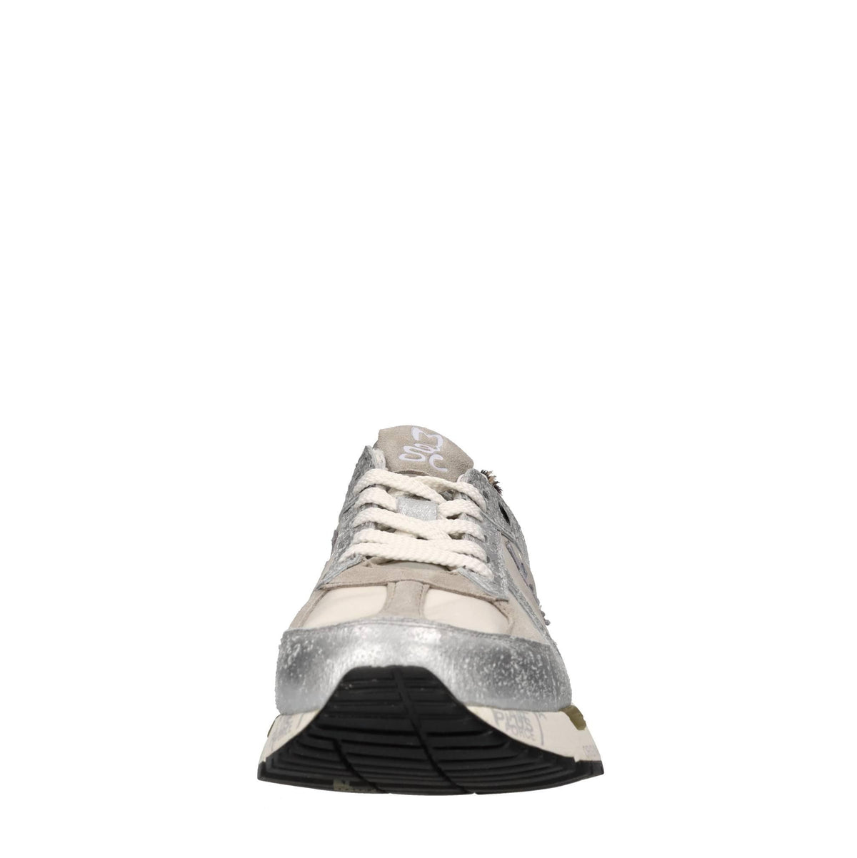 Sneakers in pelle e tessuto 