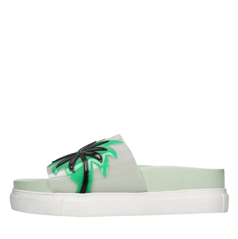 Mules in pelle e plexi 