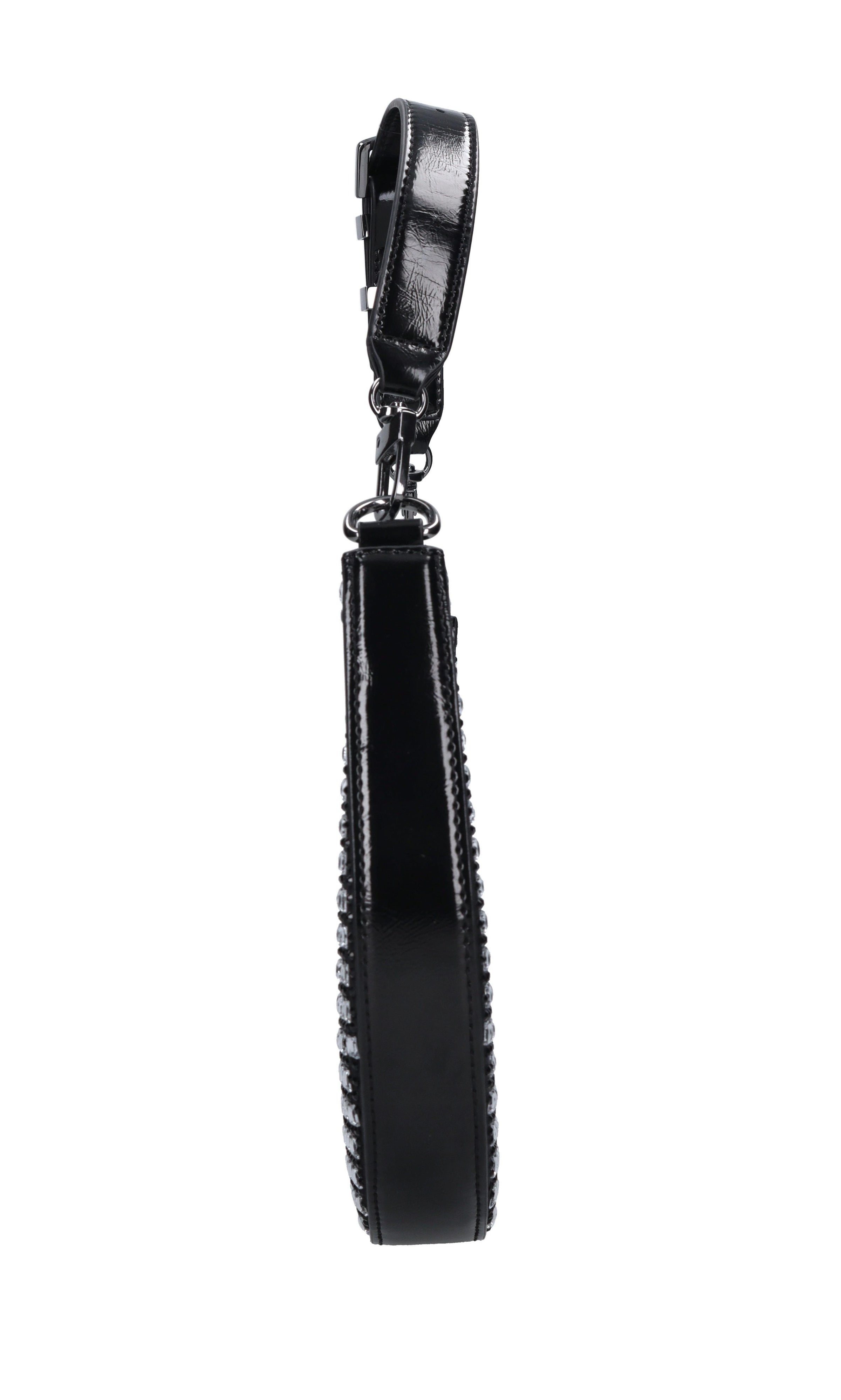Borsa in ecopelle tessuto e strass 