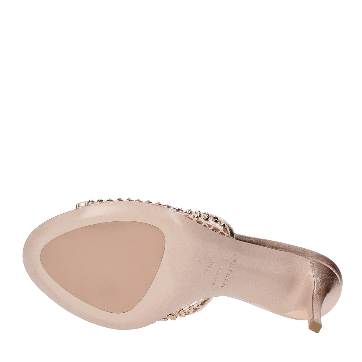 Mules in pelle tessuto e PVC 