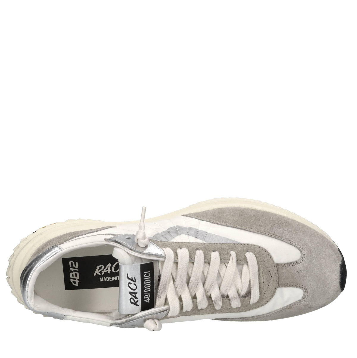 Sneakers in pelle e tessuto 