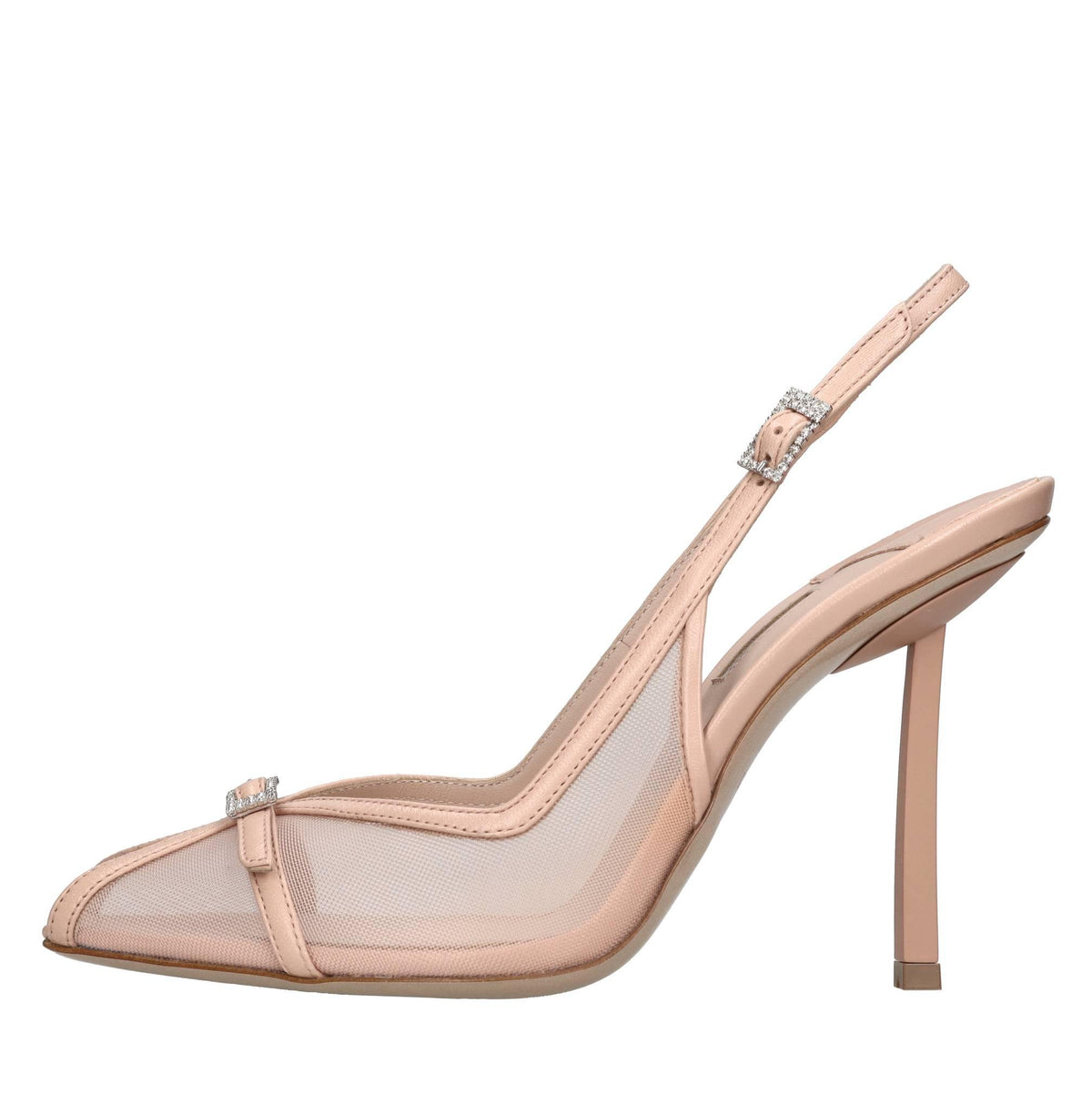 Sandali slingback modello VITTORIA in pelle e tessuto 