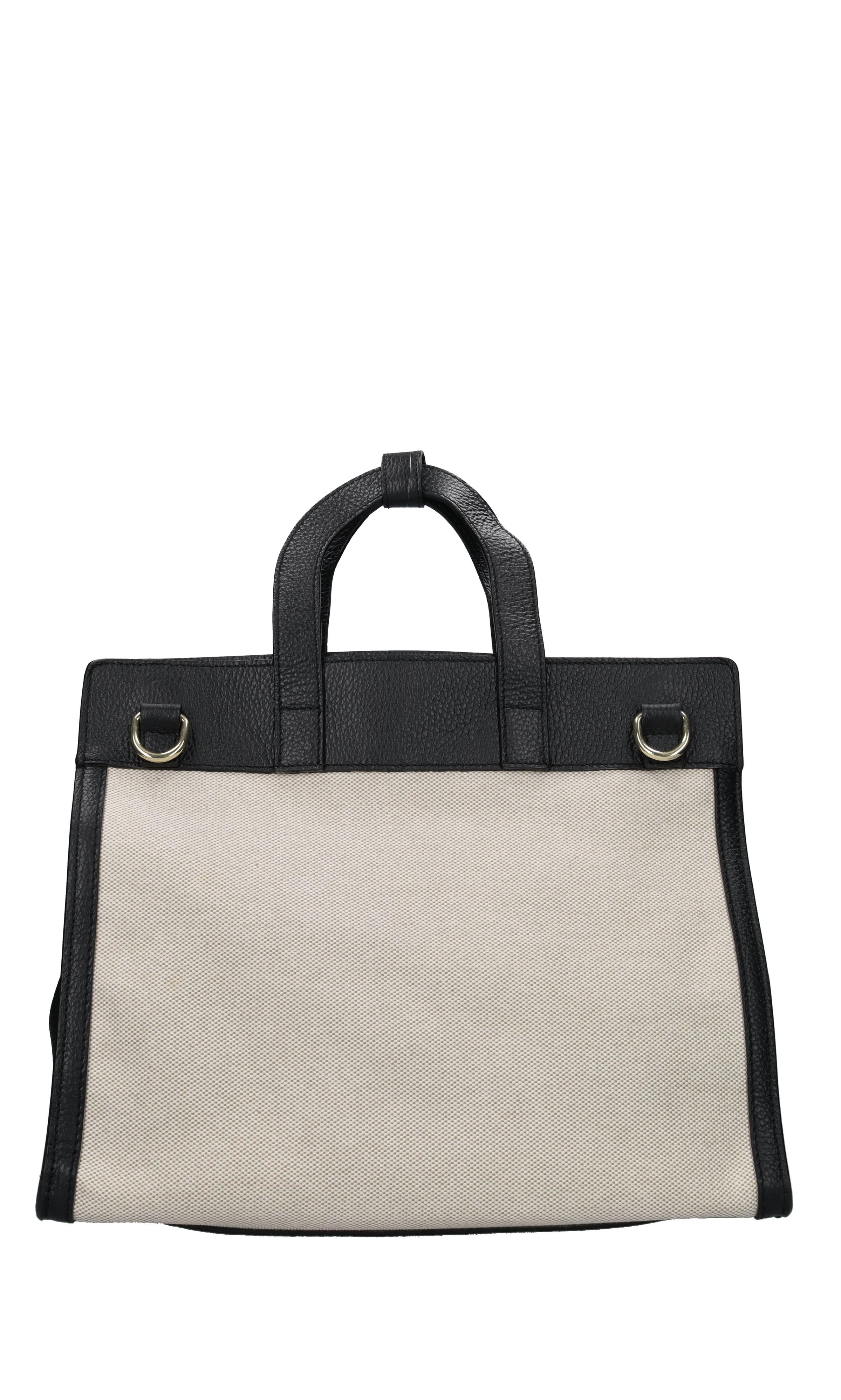 Borsa in pelle e tessuto 
