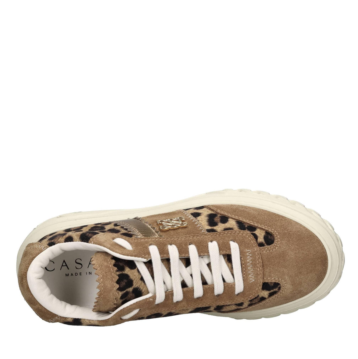 Sneakers in pelle scamosciata con una stampa effetto leopardo 