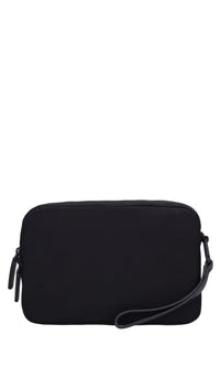 Borsa in tessuto con inserti in ecopelle 