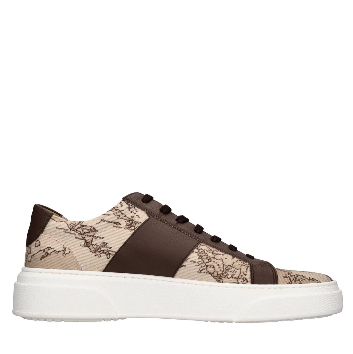 Sneakers in pelle e tessuto 