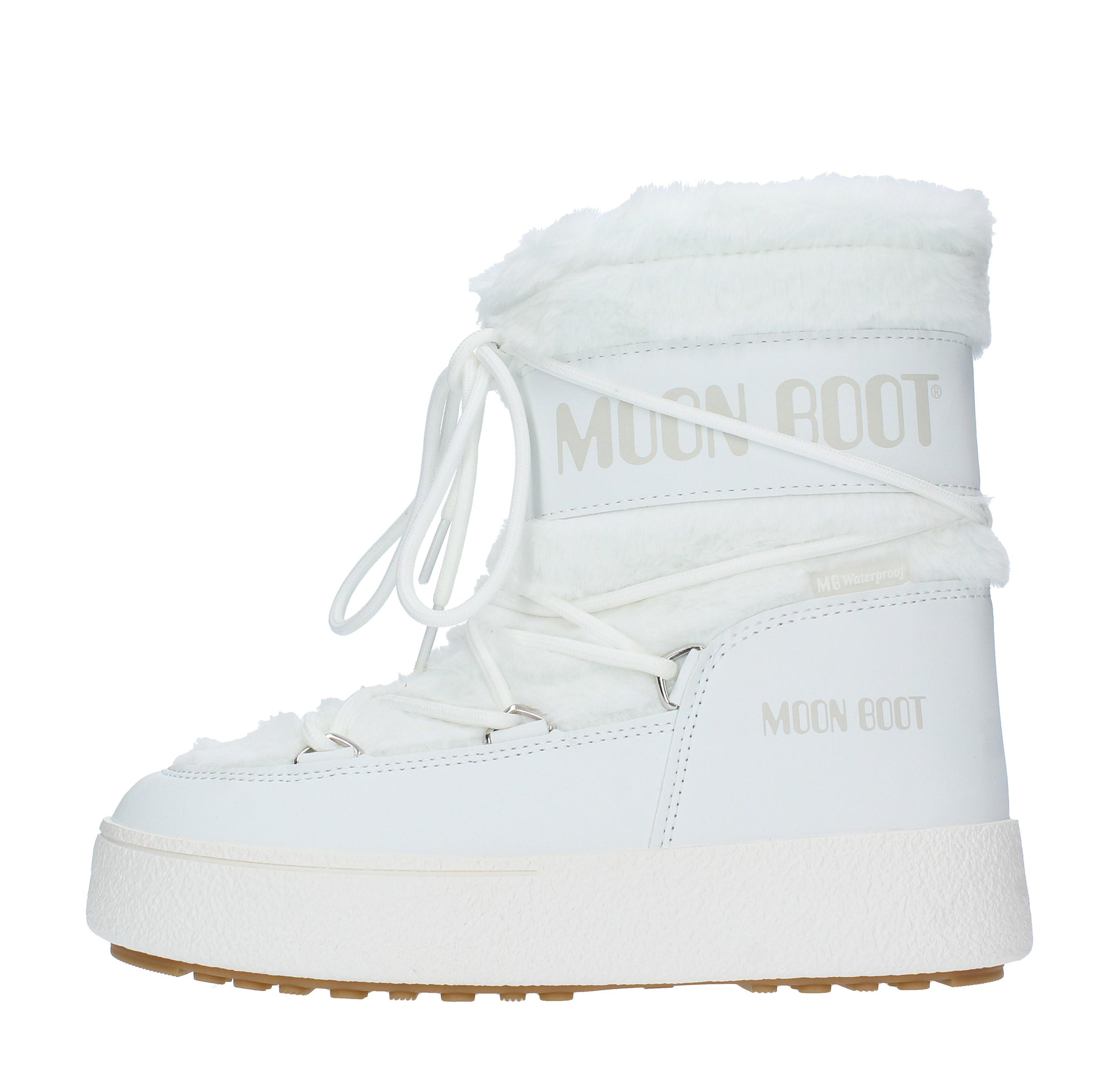 Stivaletti da neve modello LTRACK FAUX FUR MOON BOOT in ecopelliccia e nylon tecnico idrorepellente 