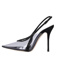 Décolleté Slingback in pelle strass e plexi 