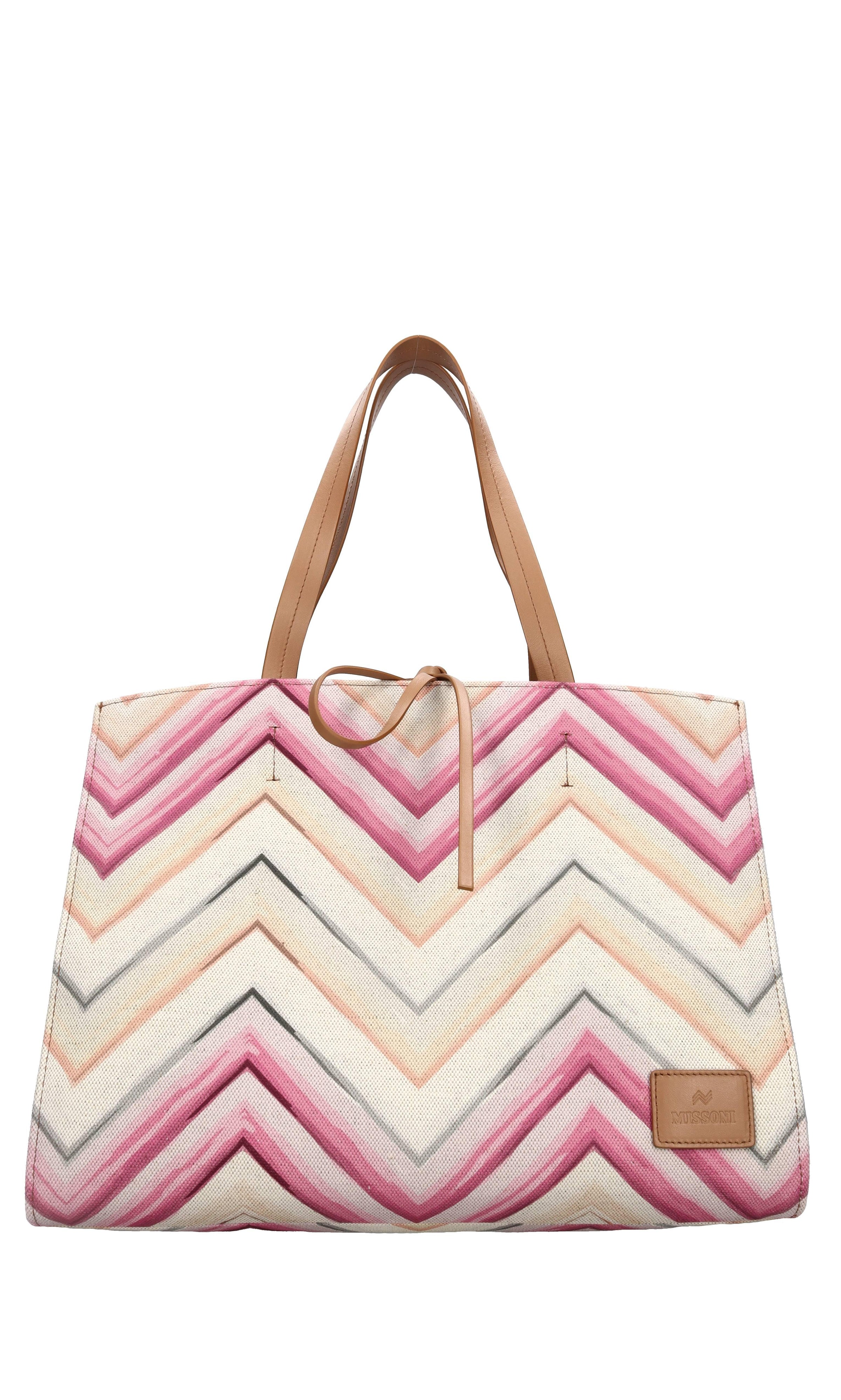 Borsa in tessuto zig zag e pelle 