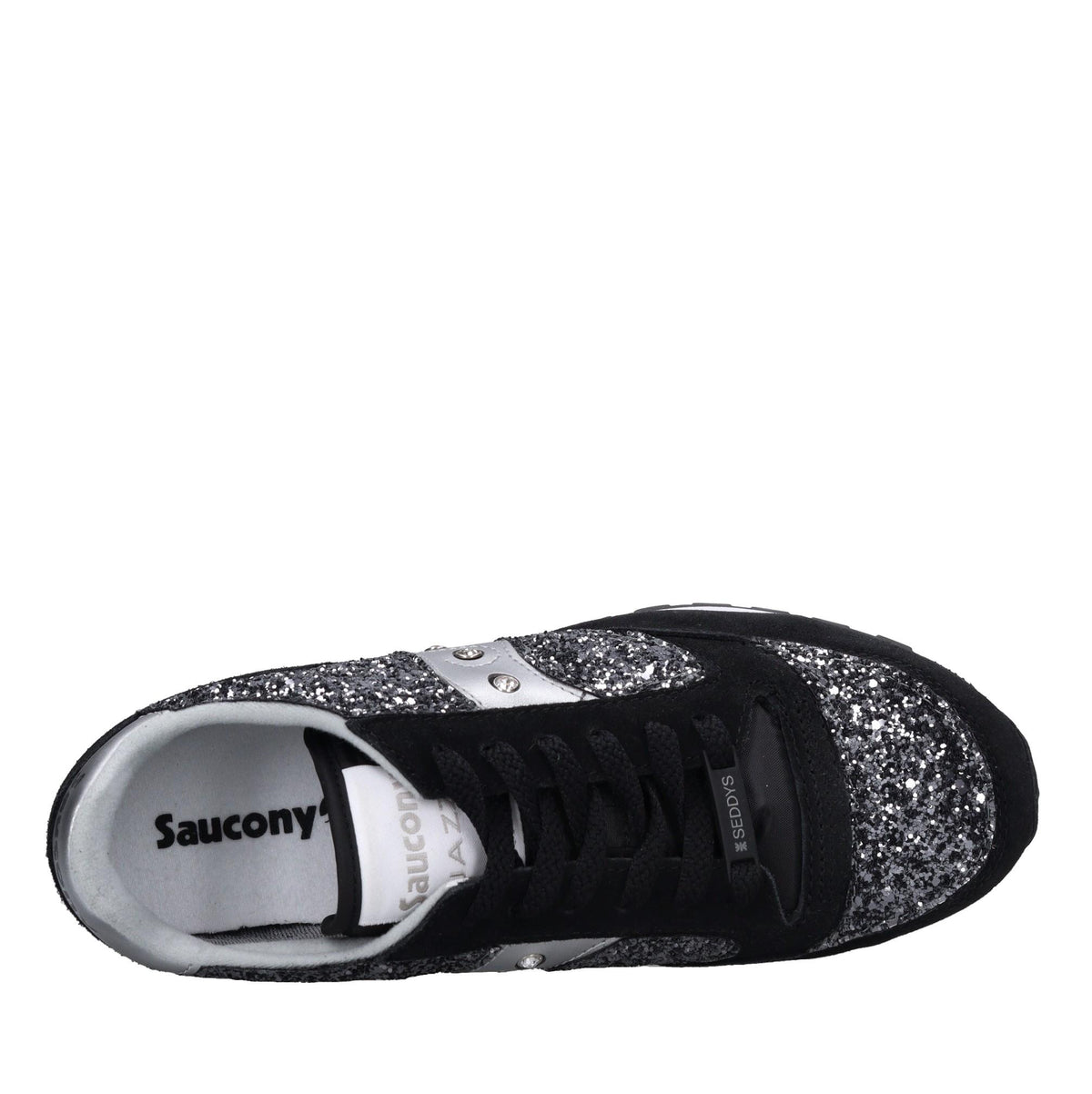 Sneakers in camoscio, tessuto e glitter 