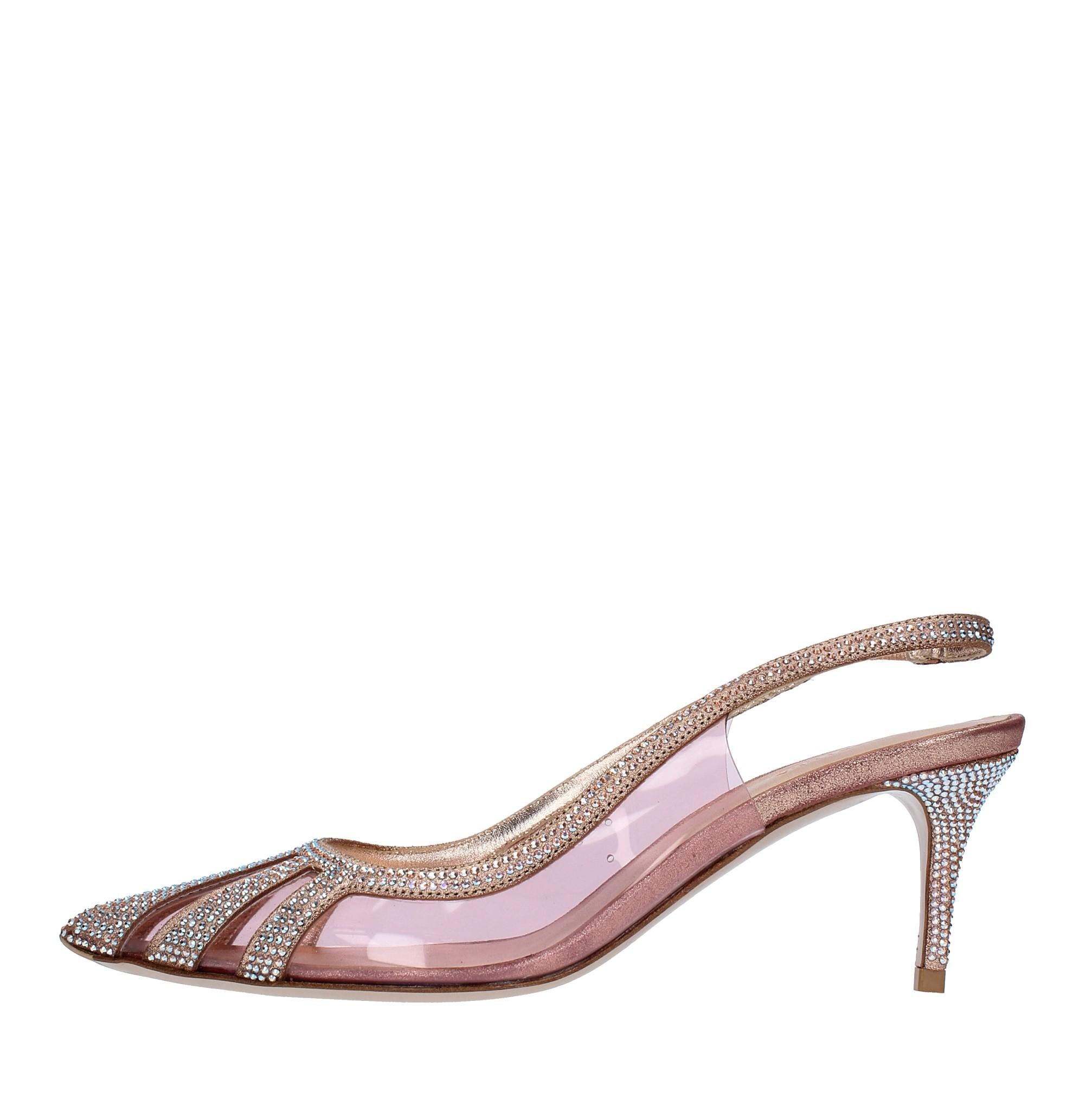 Décolleté Slingback in pelle strass e PVC 