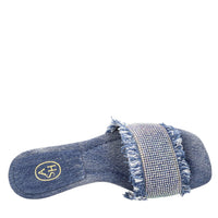 Mules in tessuto e strass 