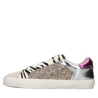 Sneakers in pelle cavallino e glitter 