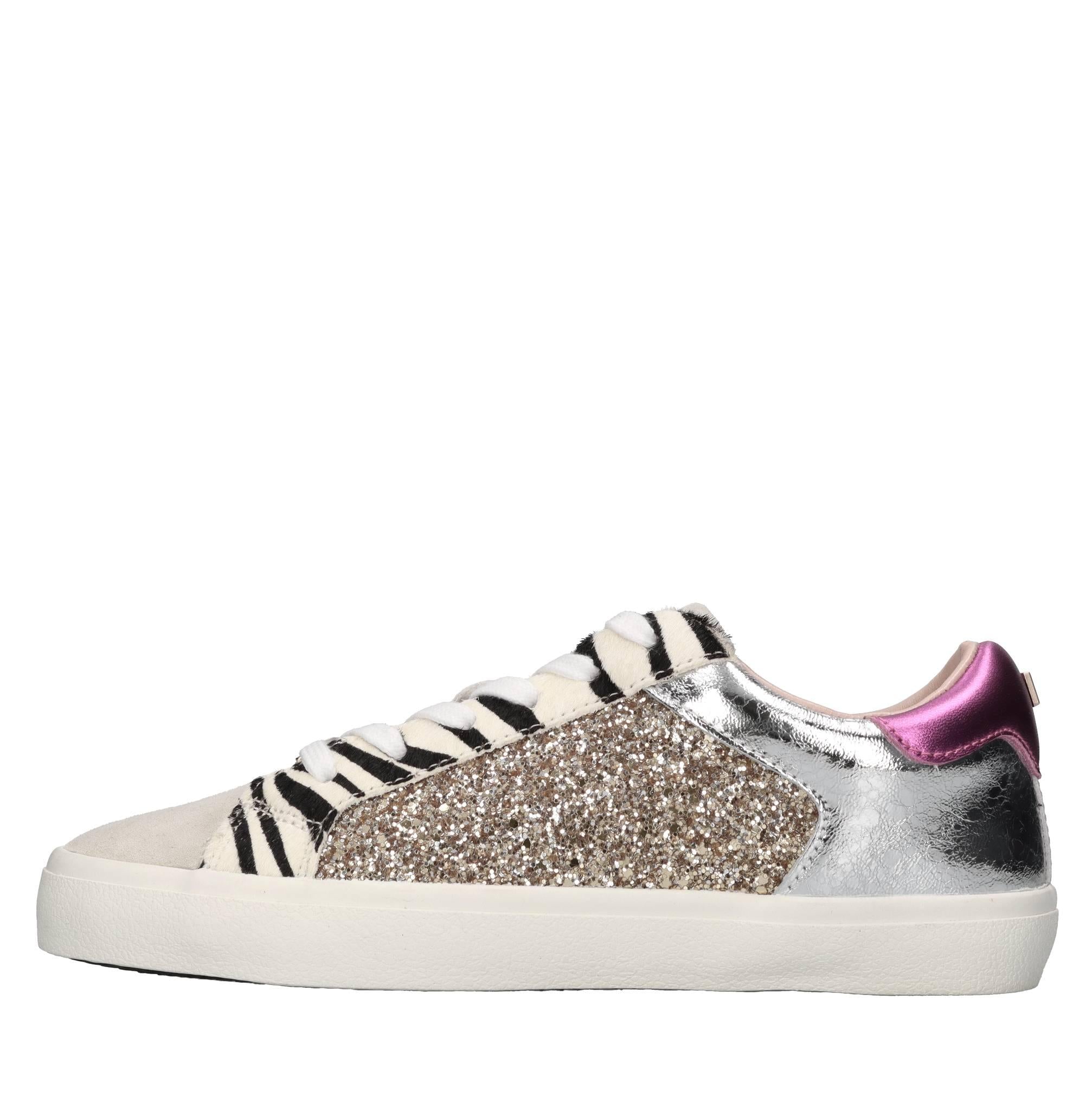 Sneakers in pelle cavallino e glitter 