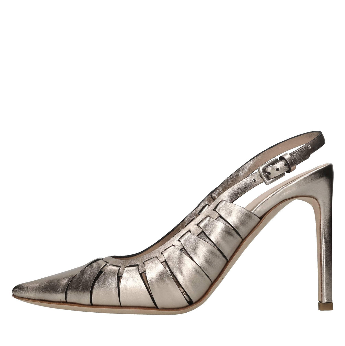 Décolleté slingback in pelle 
