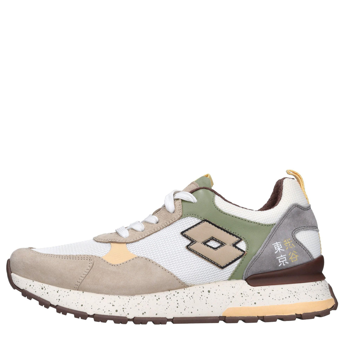 Sneakers in pelle e tessuto 