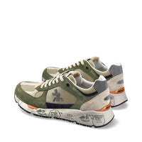 Sneakers in pelle scamosciata, tessuto e inserti in pelle 