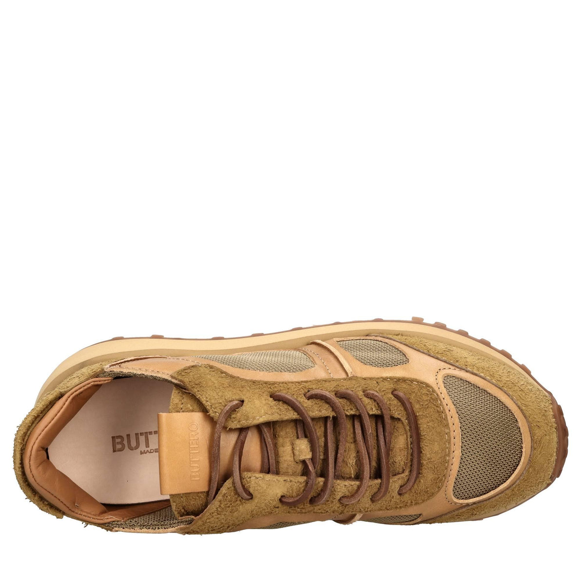 Sneakers in camoscio e tessuto 