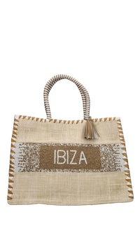 Borsa in juta,perline e pelle 