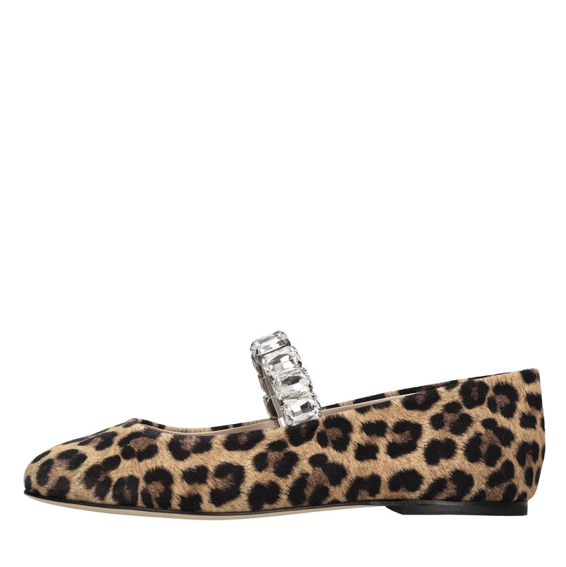 Ballerine Modello Crystal Ballet in pelle scamosciata con stampa effetto leopardo 