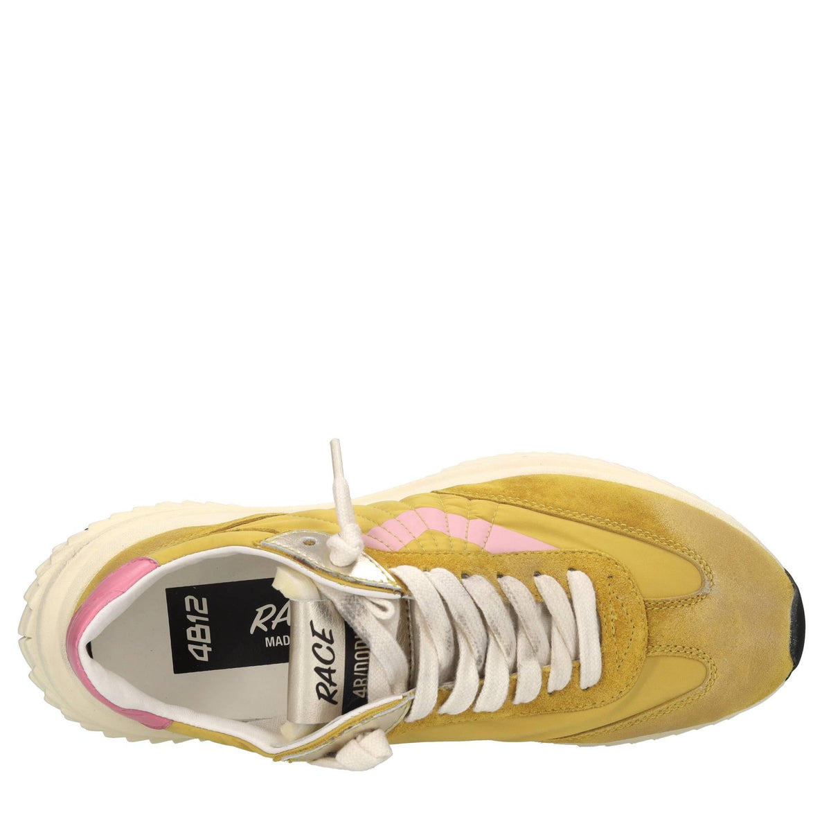 Sneakers in pelle e tessuto 