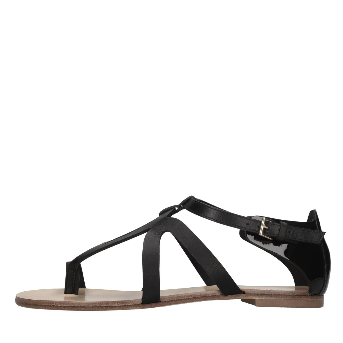 Sandali in pelle e vernice 