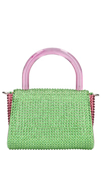 Borsa mini Cookie in raso e strass 