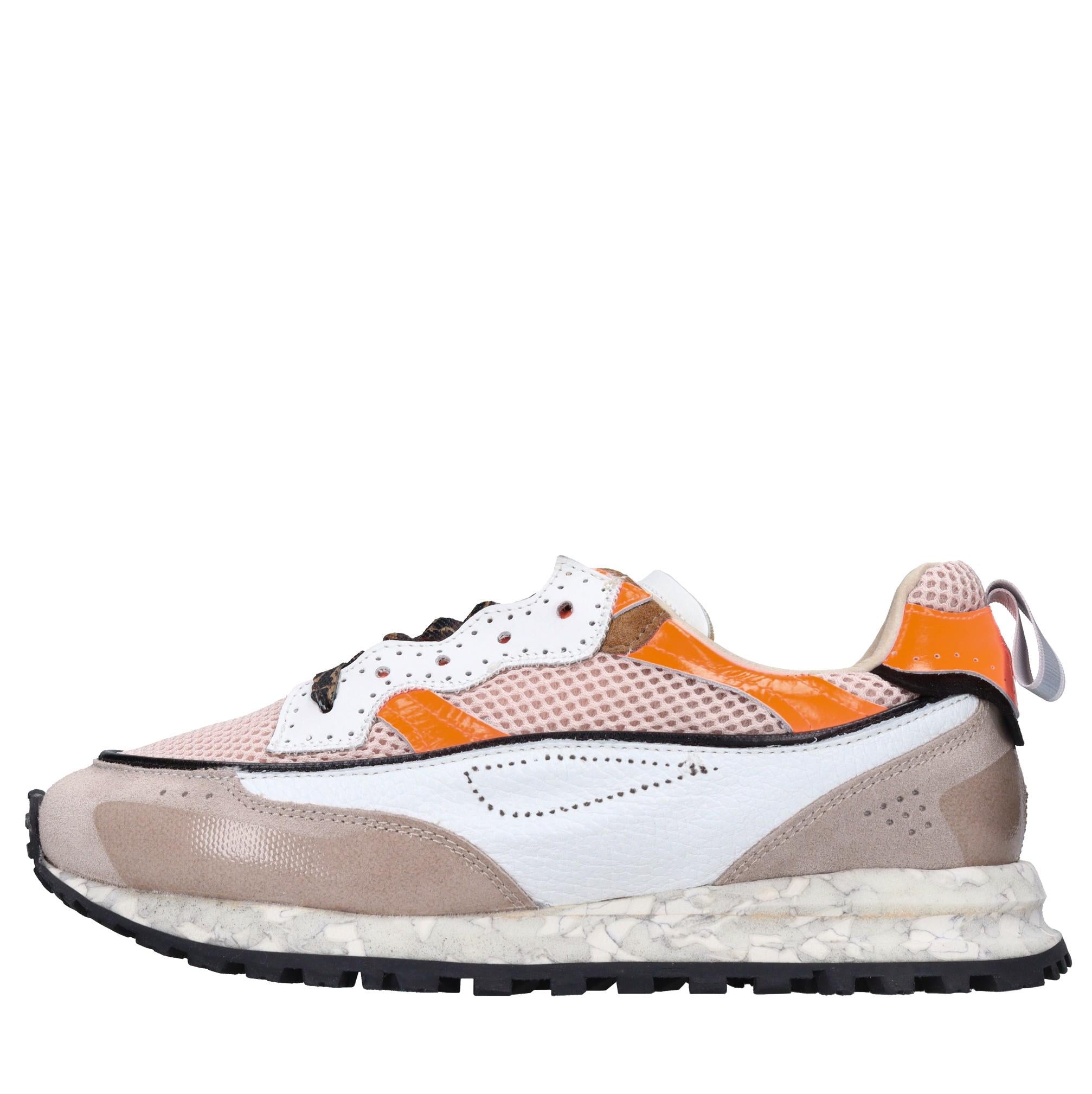 Sneakers in pelle e tessuto 