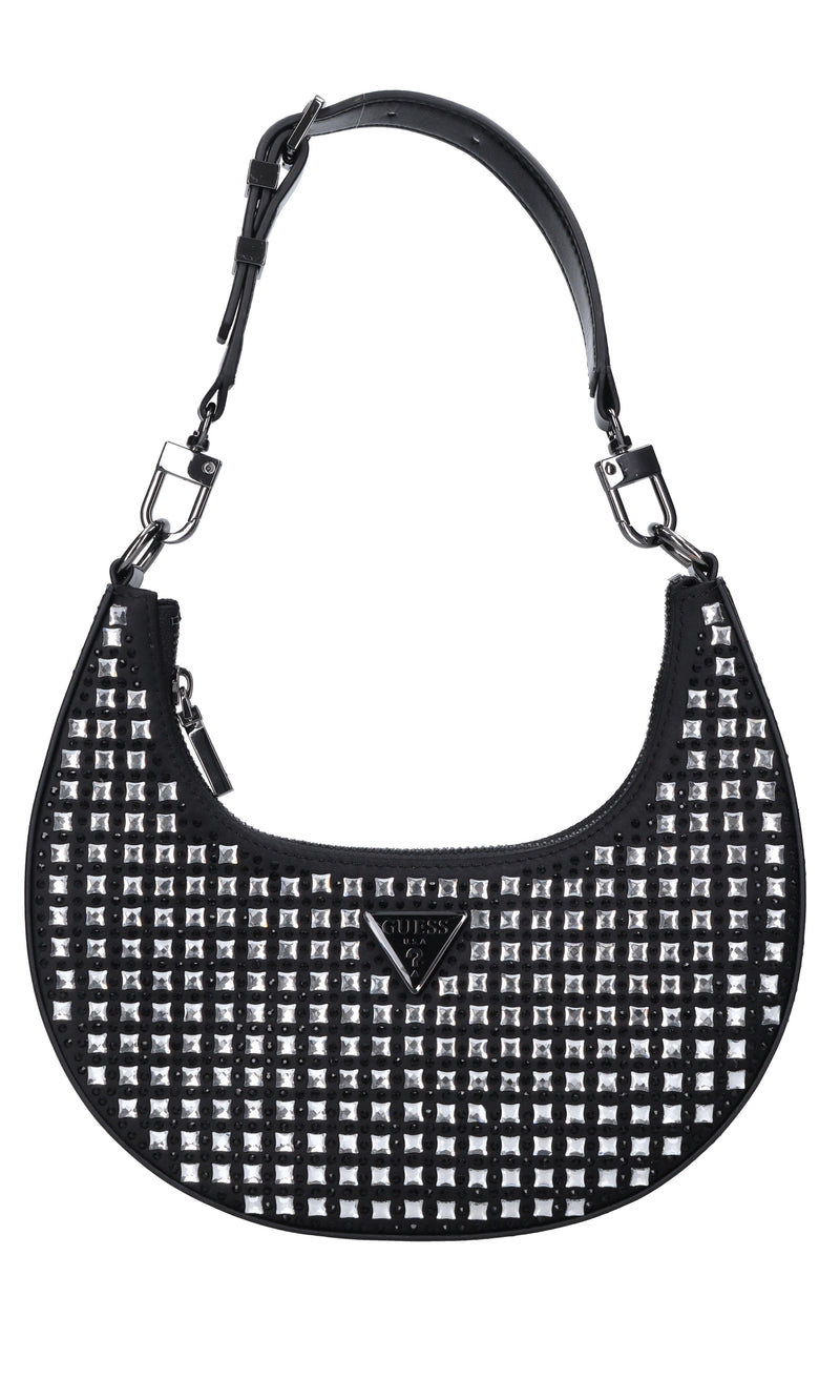 Borsa in ecopelle tessuto e strass 