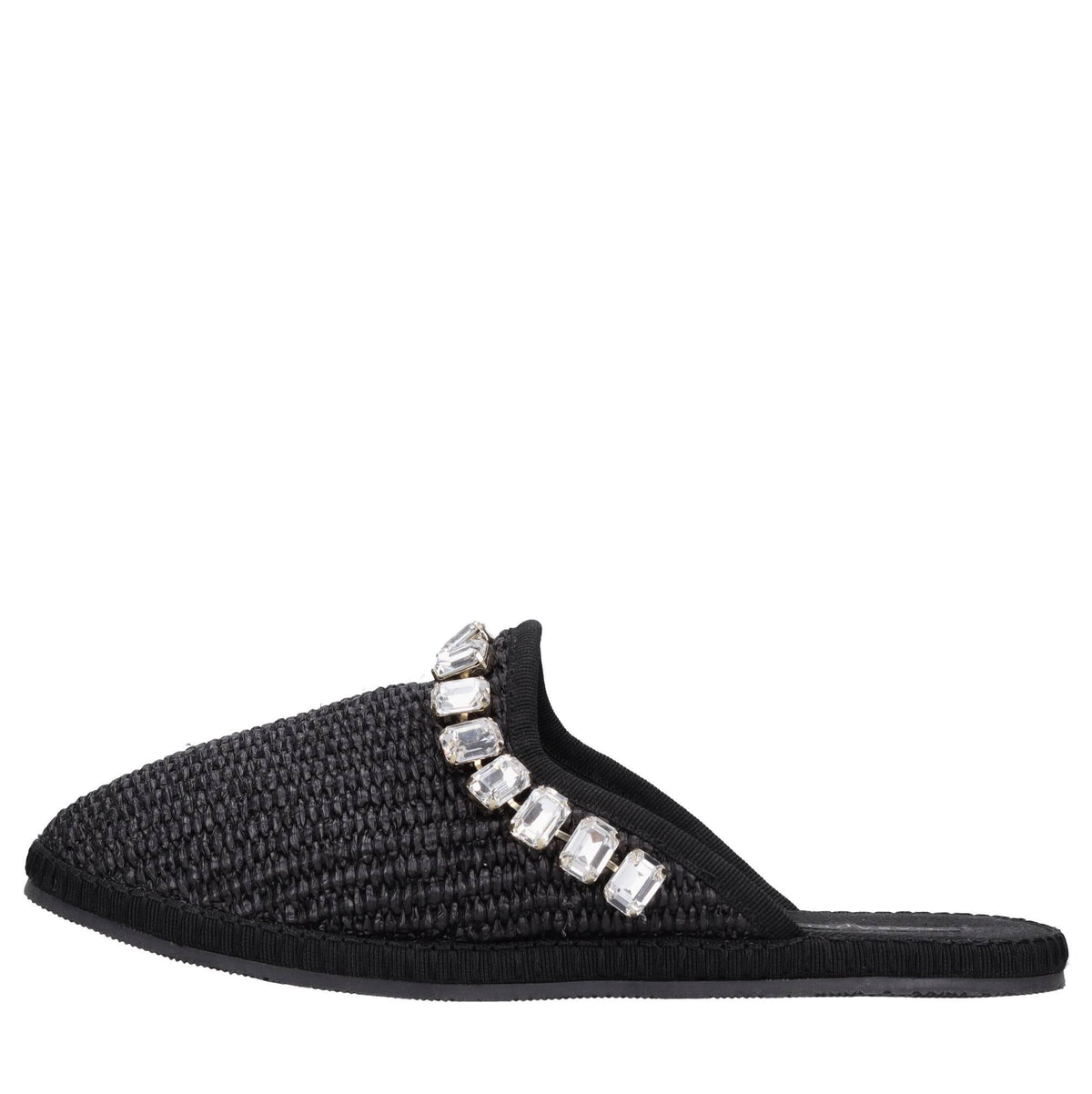 Sabot in rafia e tessuto 