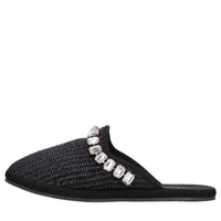 Sabot in rafia e tessuto 