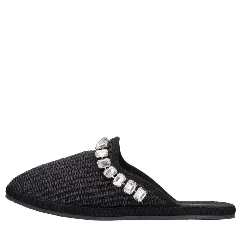 Sabot in rafia e tessuto 