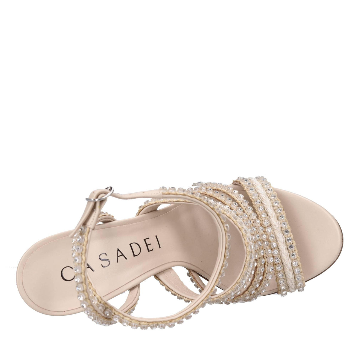 Sandali Blade in pelle tessuto e strass 