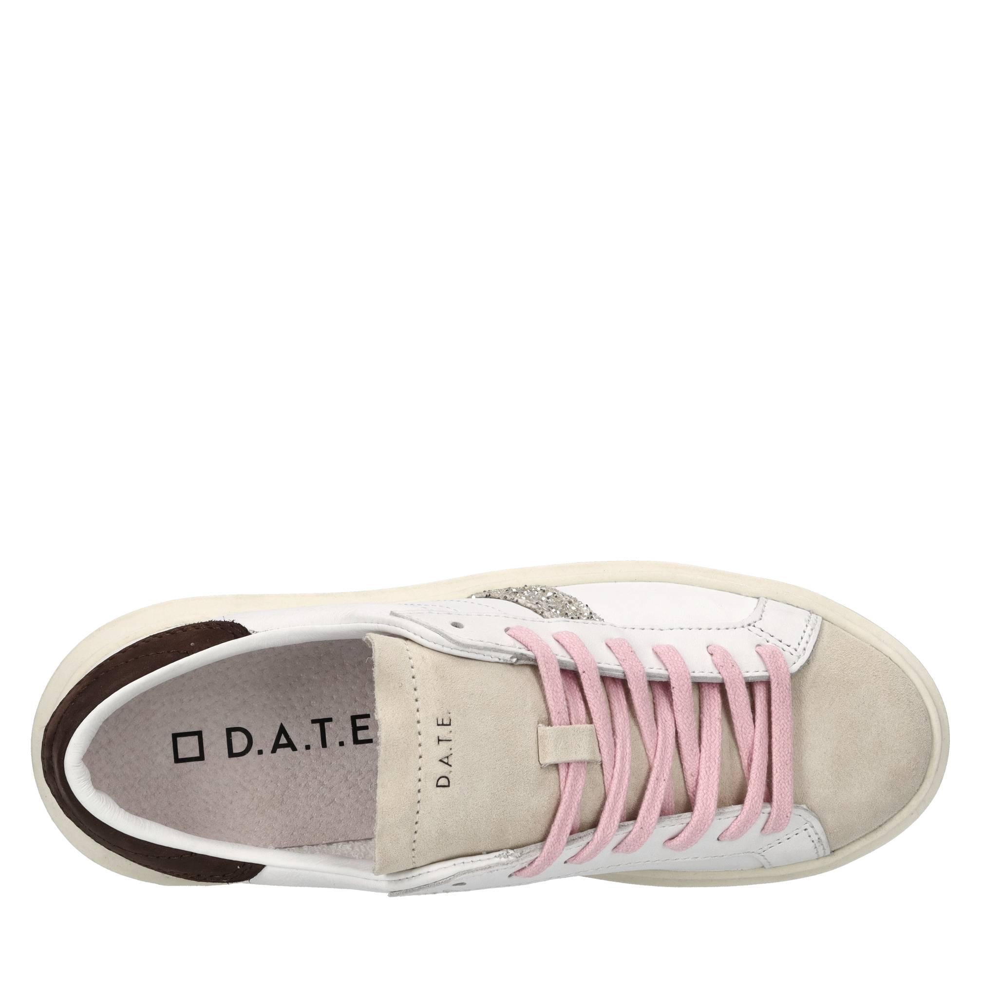 Sneakers in pelle,camoscio e glitter 