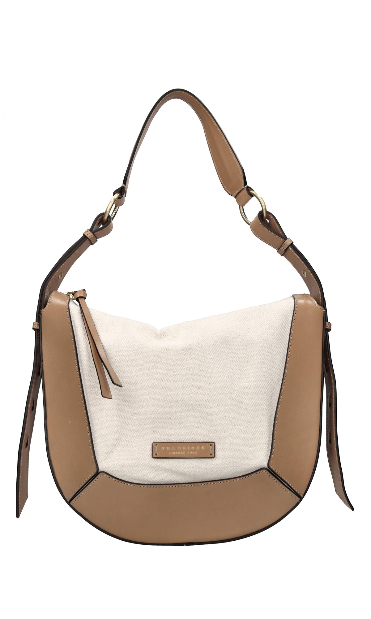 Borsa in pelle e tessuto 