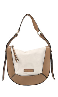 Borsa in pelle e tessuto 