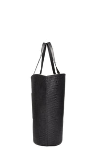 Borsa in pelle e rafia 