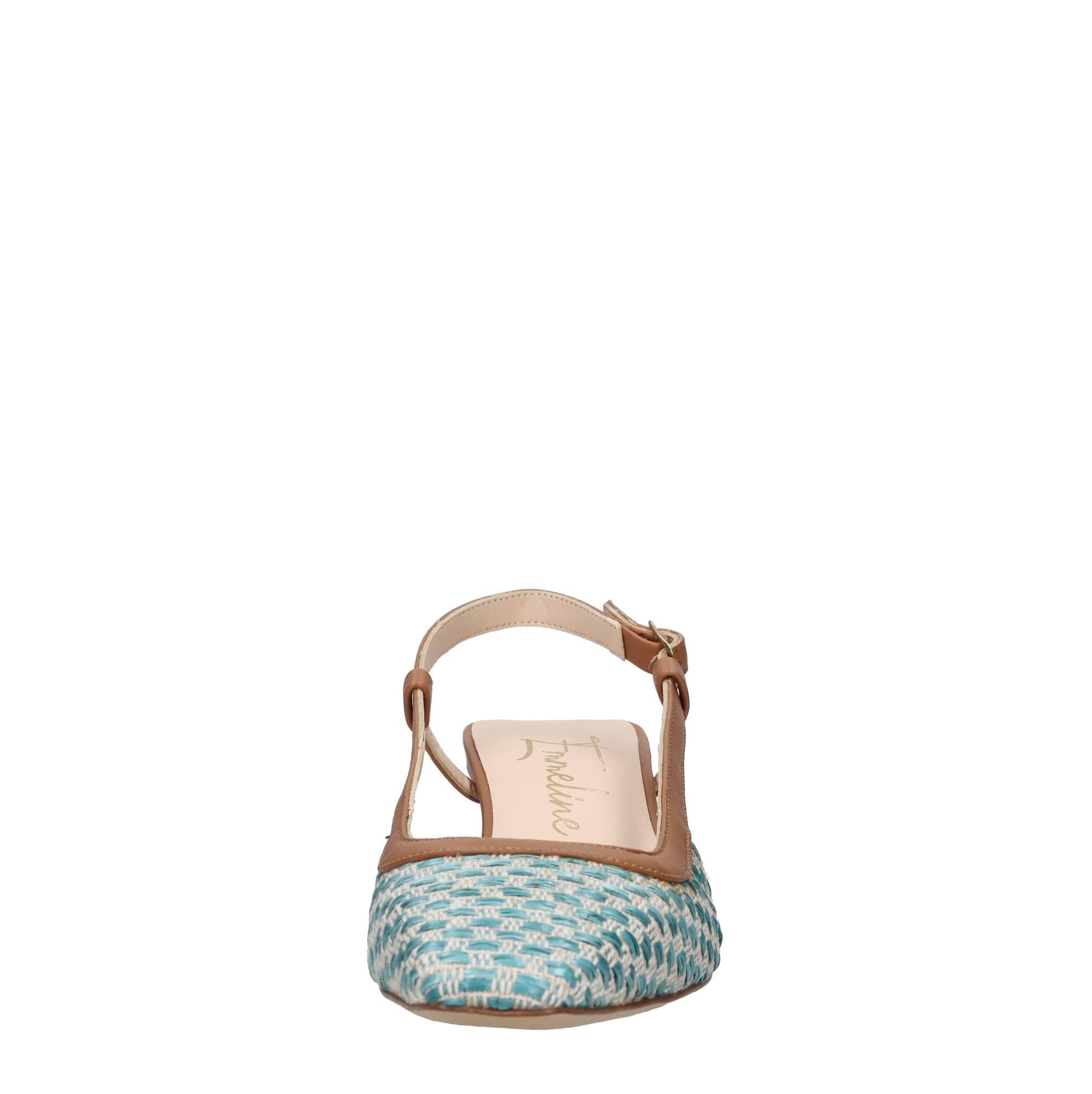Décolleté slingback in rafia e pelle 