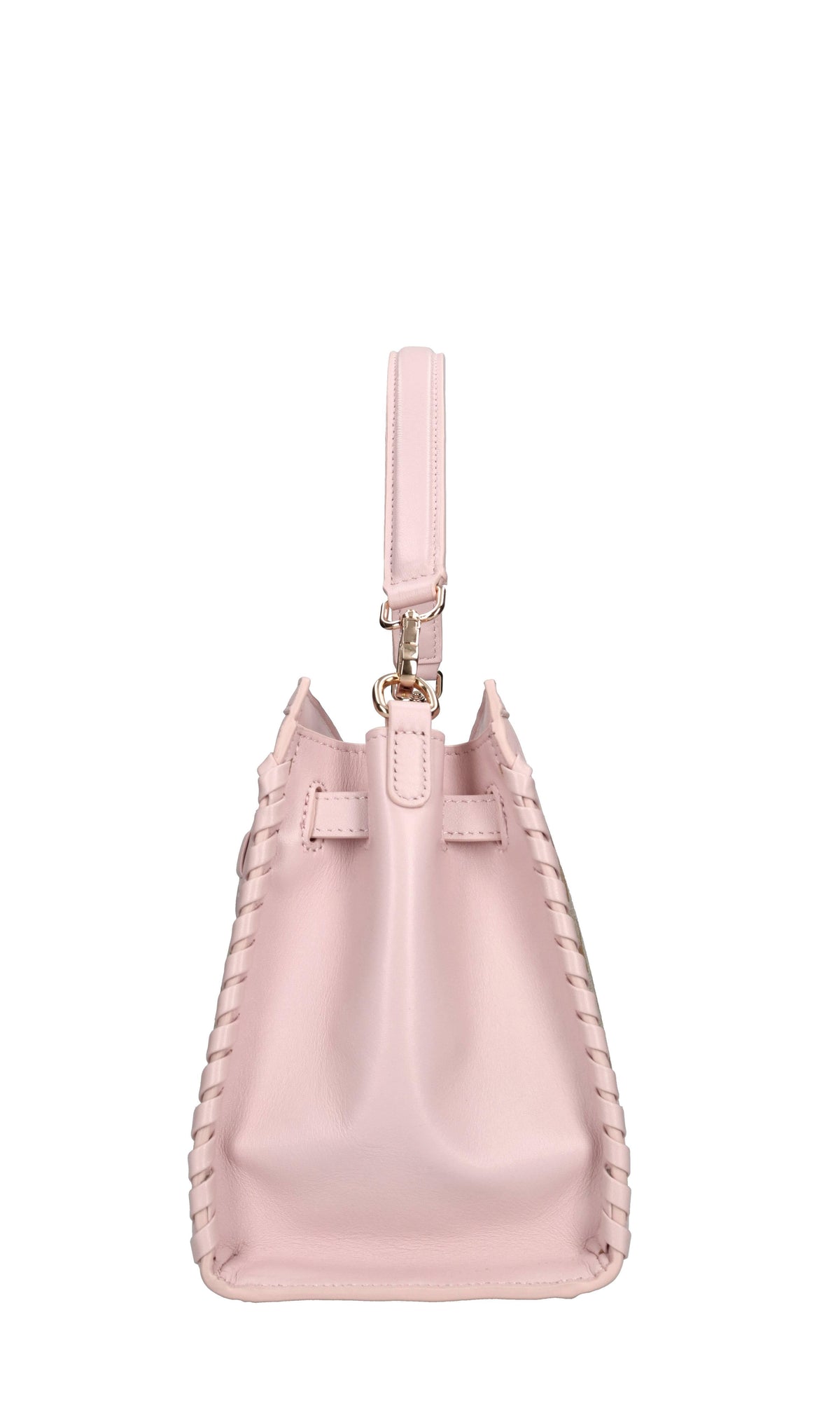 Borsa monogram in pelle e tessuto 