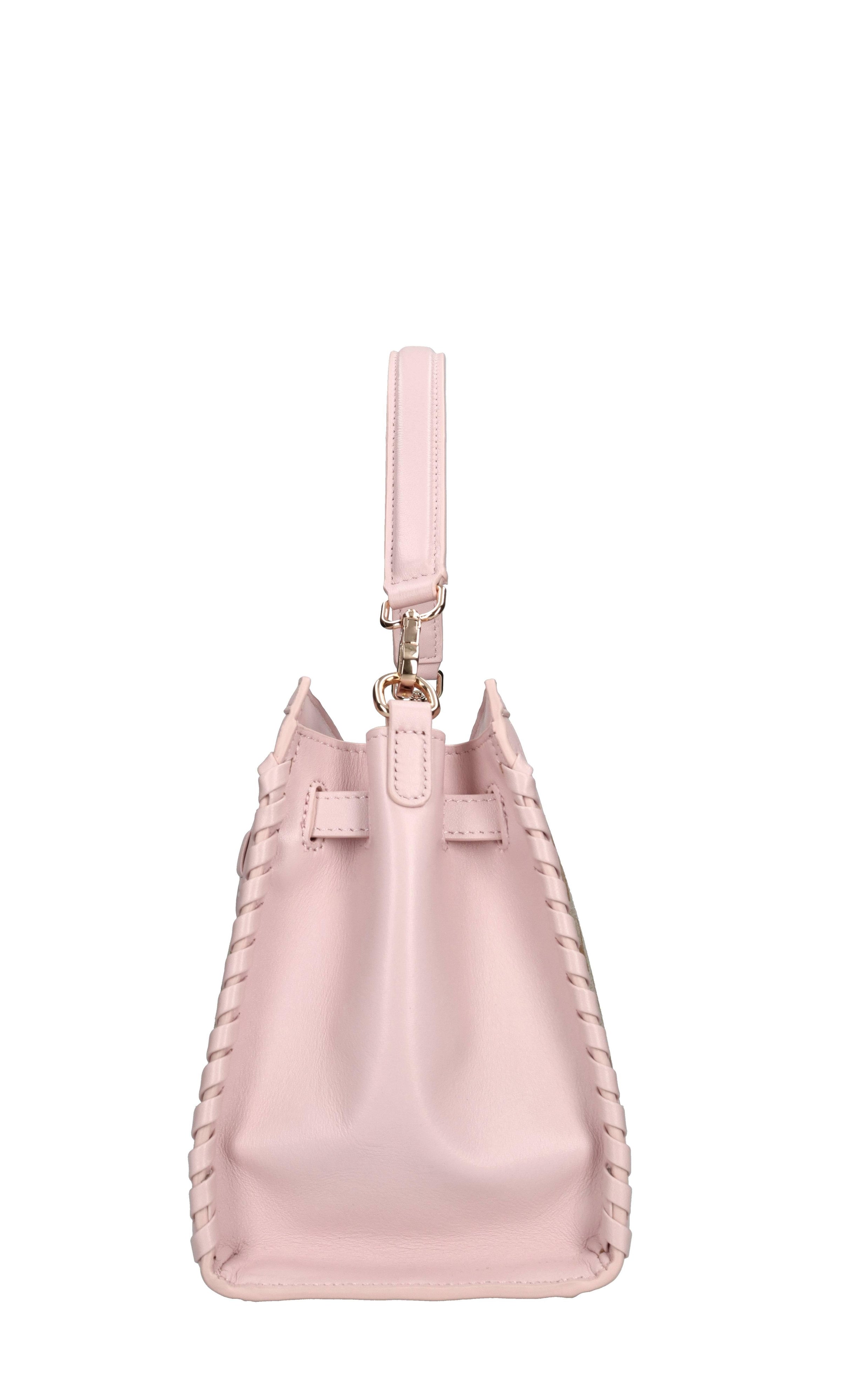 Borsa monogram in pelle e tessuto 