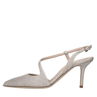 Décolleté slingback in tessuto microglitter 
