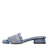 Mules in tessuto e strass 
