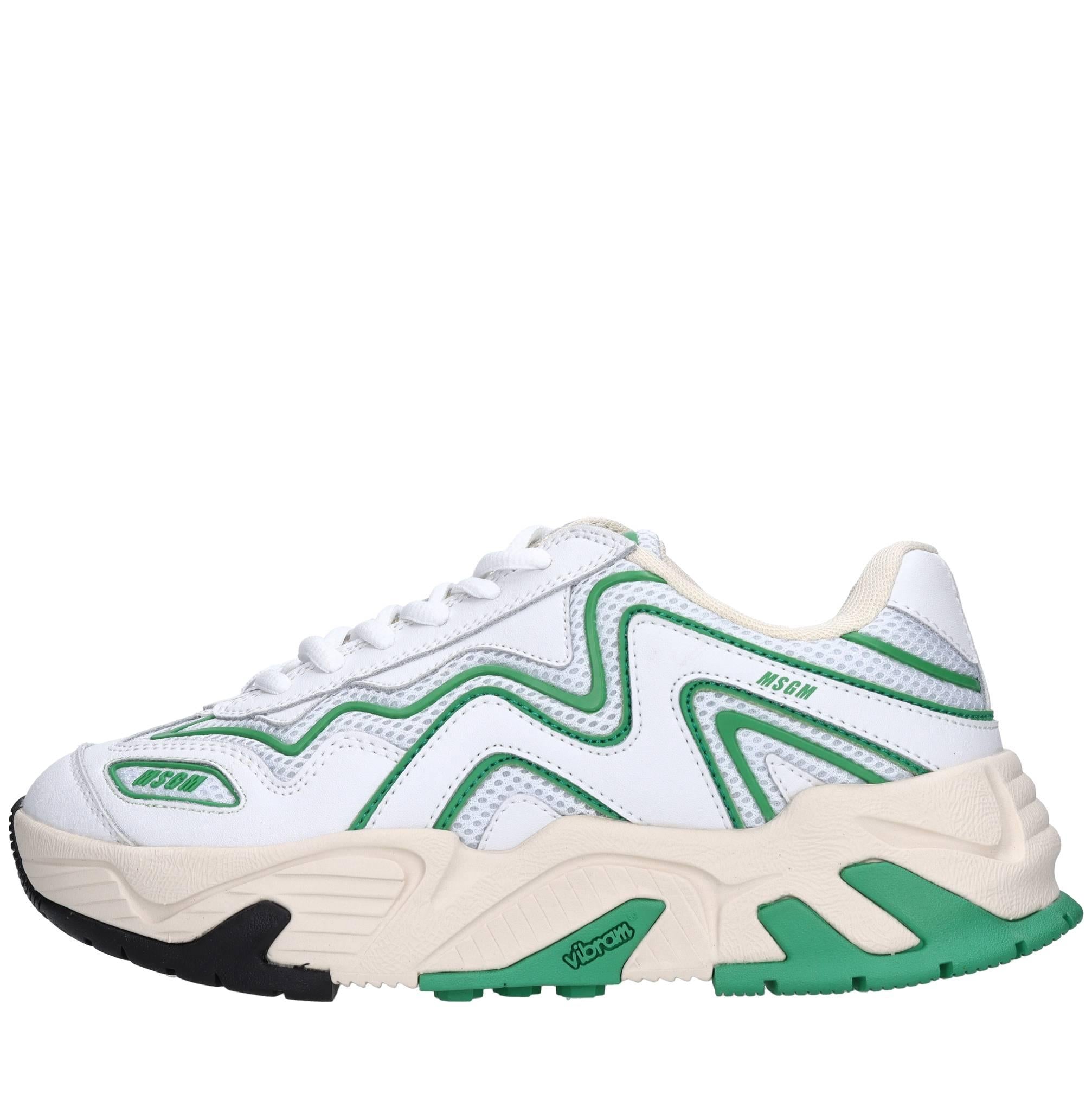 Sneakers in pelle ed tessuto 