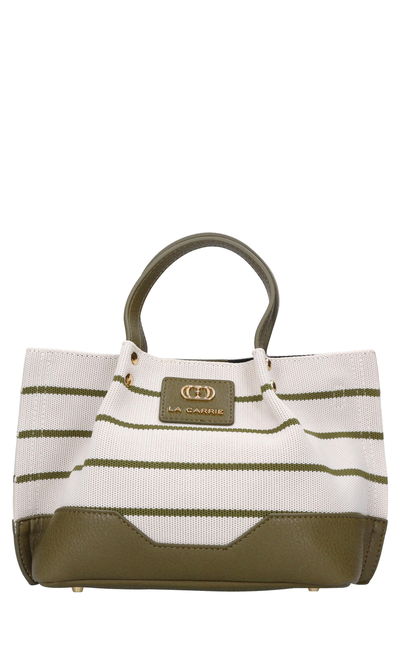 Borsa Stripes in tessuto ed ecopelle 