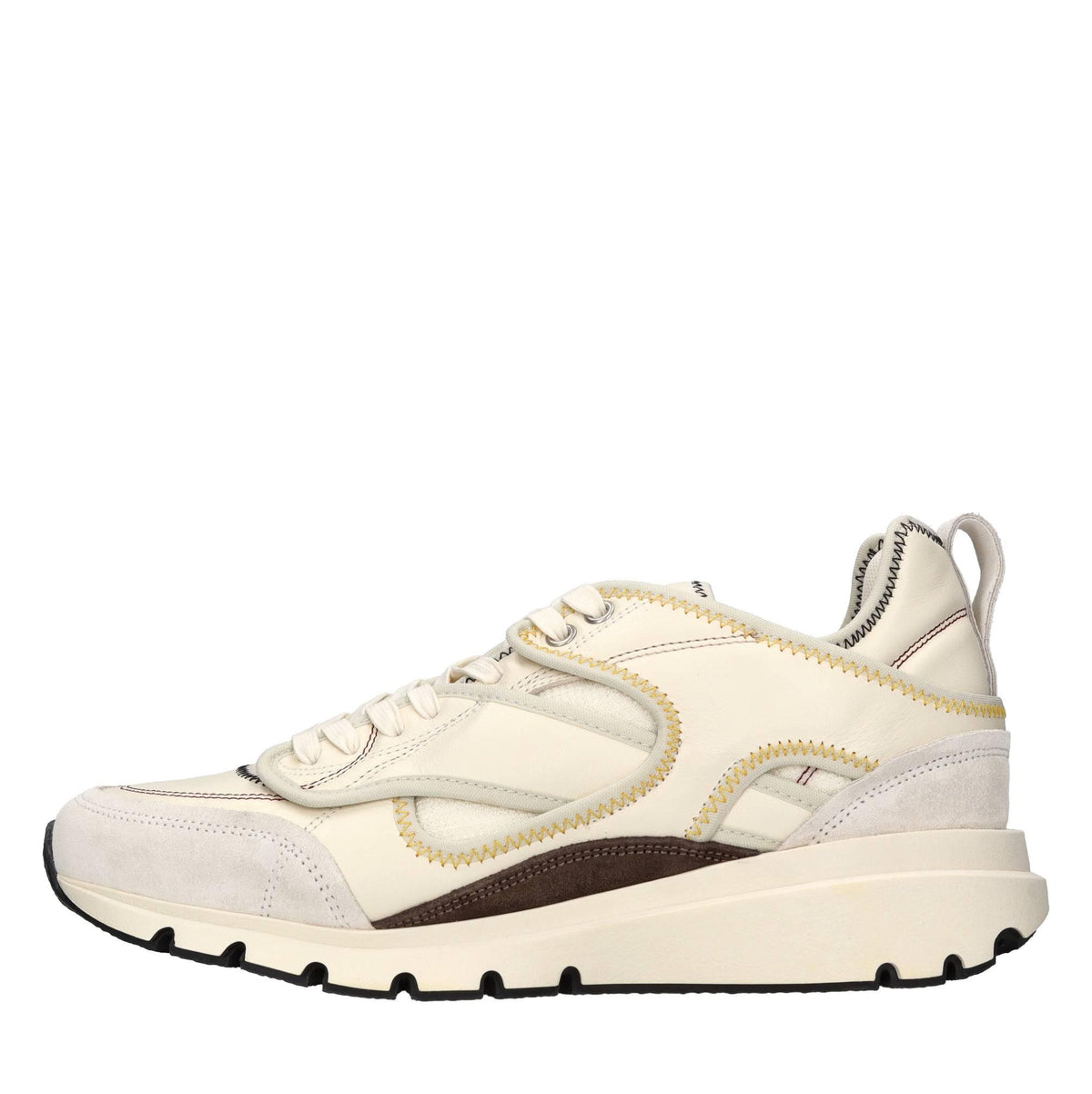 Sneakers in pelle e tessuto 