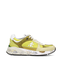 Sneakers in pelle scamosciata, tessuto e inserti in pelle 