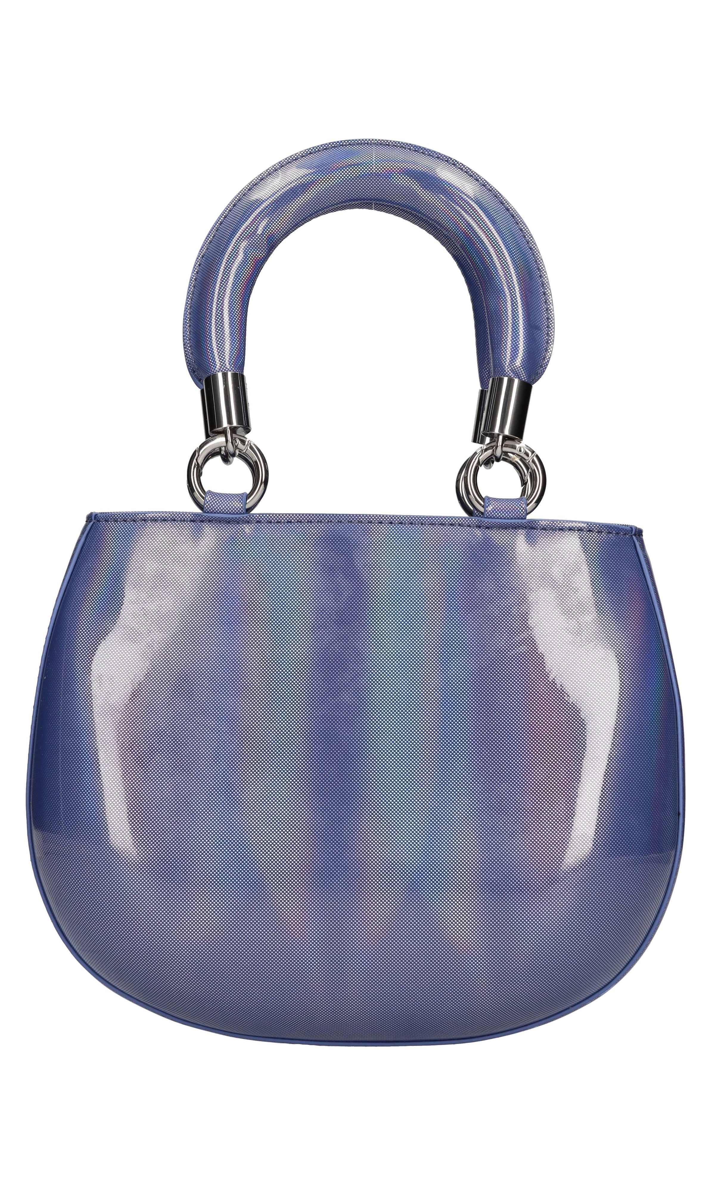 Borsa in ecopelle a specchio blu 